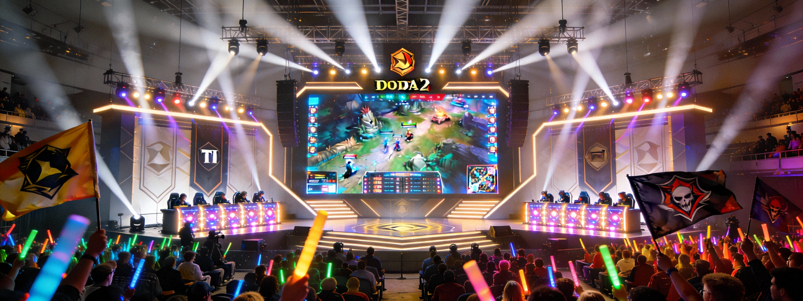 DOTA2国际邀请赛TI主舞台全景，观众热情欢呼